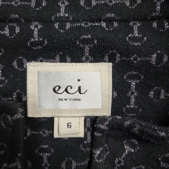 ECI Button Up Blazer Jacket Black and Sliver Size 6 - Picture 4 of 4